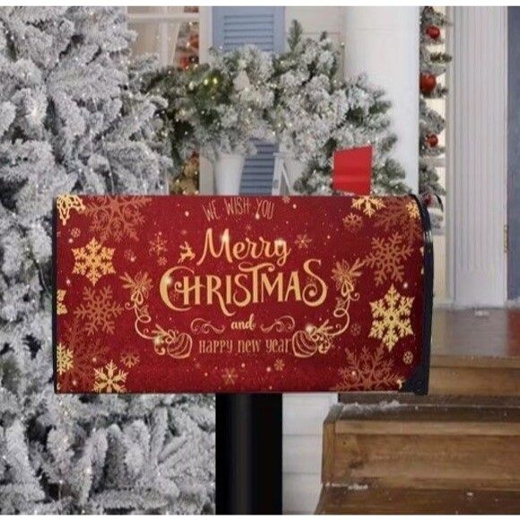 Christmas Mailbox Cover Magnetic 21x18in Merry Christmas Happy New Year - Picture 1 of 2